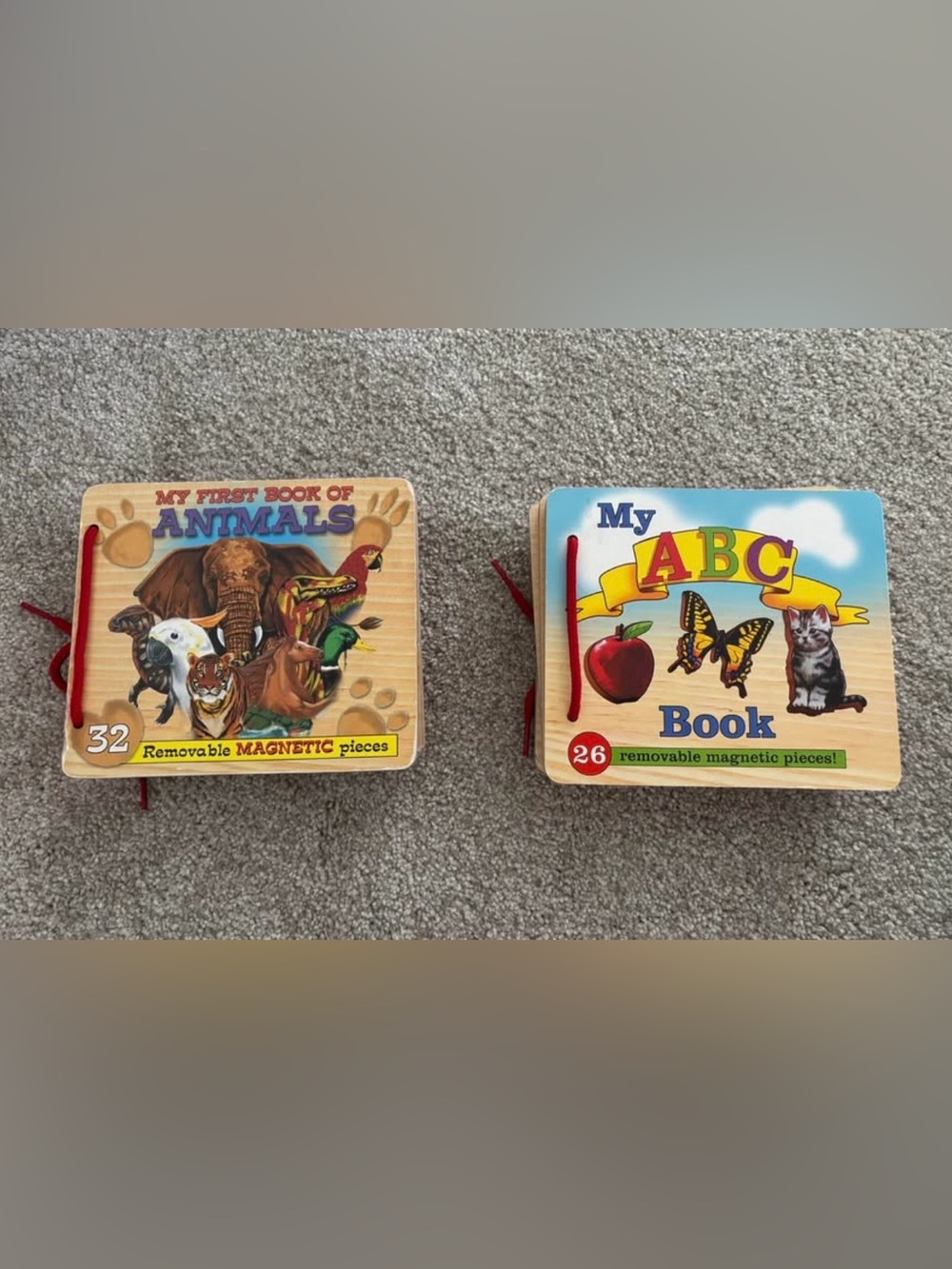 Set of 2 Montessori wood magnetic books for toddlers ABC book and Animal book